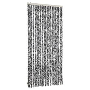 vidaXL cortina antimoscas chenilla gris negro y blanco 90x220 cm