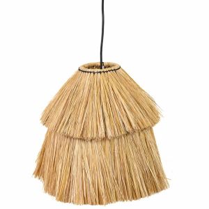 Lampara de techo de fibra natural marrón 38x38x30