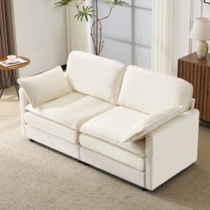Sofá modular 2 plazas tela acanalada blanca