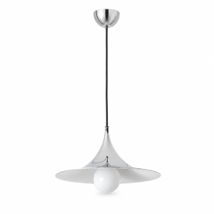 Lámpara colgante cromada tipo trompeta d30 cm e14 cable 380 cm