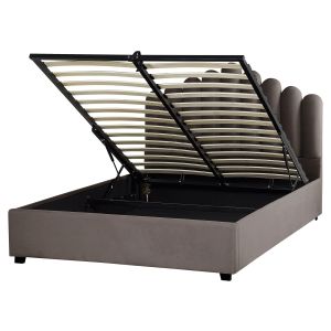 Cama con almacenaje vincennes terciopelo gris pardo 160 x 200 cm