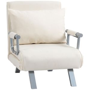 Sofá cama individual 65x69x80 cm poliéster color beige Homcom