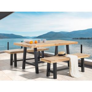 Conjunto de comedor exterior 6 plazas scania madera de acacia negro