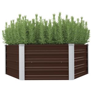 vidaXL mesa de cultivo de acero galvanizado marrón 129x129x46 cm