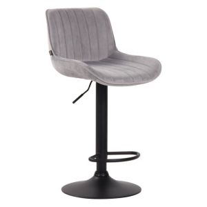 Taburete de bar de terciopelo - gris/negro - 86-108 cm