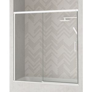 Mampara bañera de 1 fijo 1 puerta | transparente -blanco 165cm