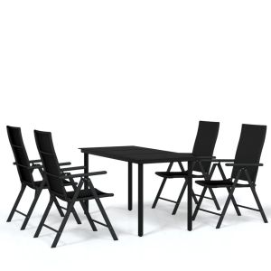vidaXL juego de comedor para jardín 5 piezas negro