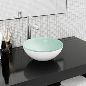 Lavabo de vidrio templado blanco 30x12 cm es3024