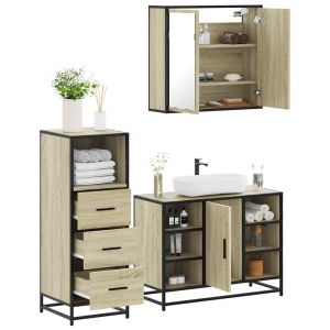 Set de muebles de baño 3 pzas madera contrachapada roble sonoma esb5441
