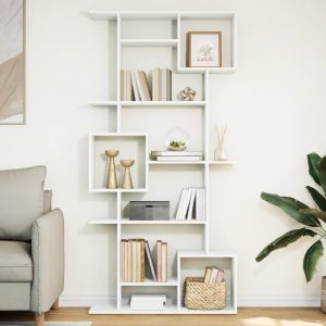 Estantería librería madera de ingeniería blanca 92x29x188 cm