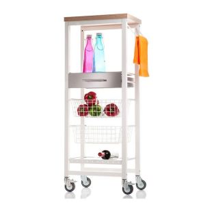 Carrinho de cozinha, carrinho de arrumação fiesta, faia-branco