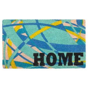 Felpudo de coco estampado azul y amarillo 45x75