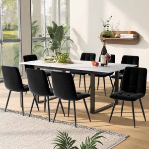 Conjunto de mesa y sillas mdf blanco extensible 8 sillas tapizadas
