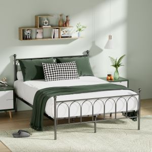 Cama doble De Metal Con Somier Negro 140x200 Cm
