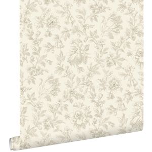 Estahome papel pintado flores elegantes marrón 53 cm x 10.05 m