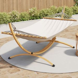 Hamaca xl - soporte de acero con efecto madera - lona cruda