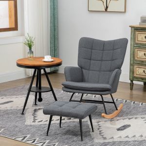 Mecedora reposapiés poliéster gris relax salón dormitorio 130kg