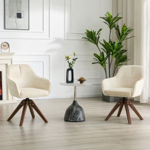 Conjunto sillas comedor giratorias tela crema set de 2