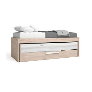 Cama compacta con cama desplazable y cajón contenedor
