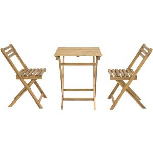 Conjunto de mesa y sillas de jardín de madera "aldo" - 2 plazas - marrón