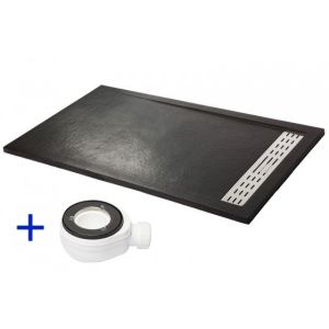 Plato de ducha premium negro ral 9005 80x160