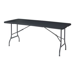 Mesa plegable mark exterior metal/plástico 180x75x72cm - efecto ratán negro