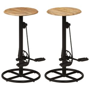 vidaXL taburetes de barra de cocina 2 unidades madera maciza de mango
