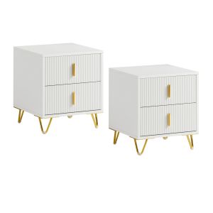 Sobuy 2 mesitas de noche modernas con 2 cajones blanco 40x40x47 cm