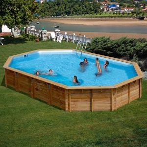piscina gre oval de madera avocado 790203 6.56 mtsx4.56mtsx1.31 mts