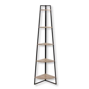 Estantería esquinera de 5 baldas efecto madera h180 cm