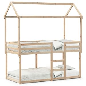 Cama 90x200 cm,cama litera sin colchón madera maciza de pino rhu1143