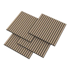 Set de 12 paneles acústicos vang 3d 4,32 m² lamas lineales - nogal claro