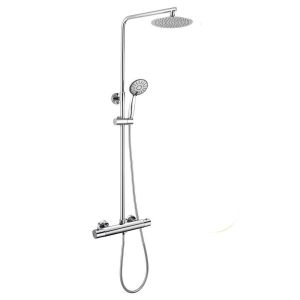 Kibath columna ducha termostática redonda de 75-125 cm cromo brillo