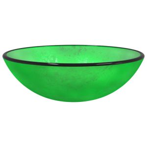 vidaXL lavabo de vidrio templado verde 42x14 cm