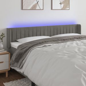 Cabecero con LED de terciopelo gris claro 183x16x78/88 cm eso6238