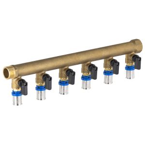Colector mh3/4-6 salidas de tubo multicapa a engastar de 3/4'con válvulas