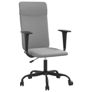 vidaXL silla de oficina altura ajustable tela gris claro