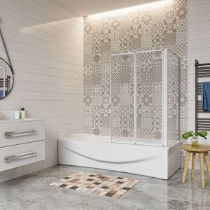 Aica mampara de bañera+panel lateral,vidrio 4mm, gris mate,90x70x140cm