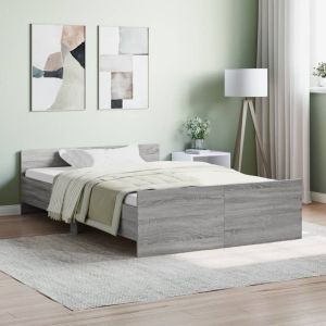 Cama con cabecero piecero gris sonoma 120x200 cm