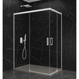 Mampara angular basic transparente blanco 120x75 cm