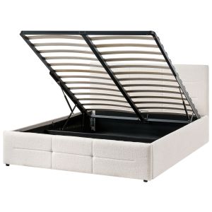 Cama con almacenaje massognes bouclé blanco crema 140 x 200 cm