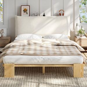 Cama capitonada infantil 140x200cm madera pino natural