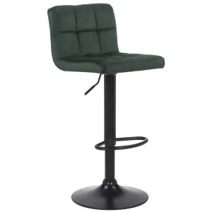 Taburete bar regulable - terciopelo verde - 85-106 cm