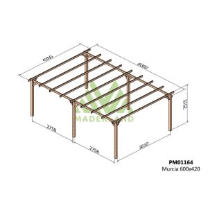 Pérgola de madera maciza - murcia 600x420cm (maderland)