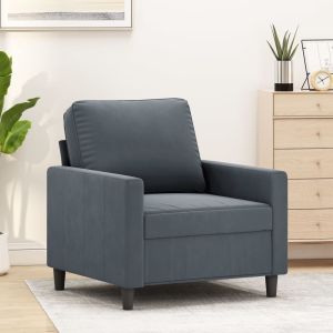 Sillón de terciopelo gris oscuro 60 cm qweo5613