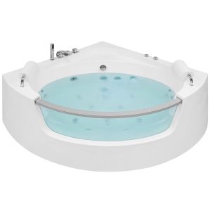 Bañera de hidromasaje LED esquinera mangle 201 x 150 cm blanco