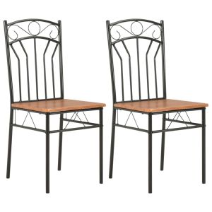 Sillas de comedor 2 unidades mdf marrón qweo5330