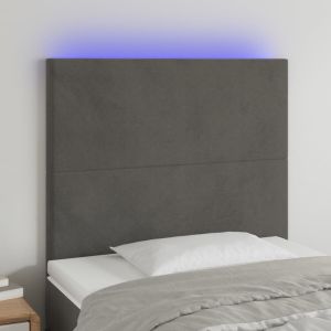 Cabecero con luces LED terciopelo gris oscuro 90x5x118/128 cm eso8193