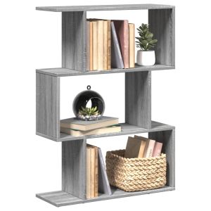 Librería divisora 3 niveles madera gris sonoma 70x24x97 cm