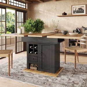 Mesa comedor extensible mdf negro natural 110-140x80 cm